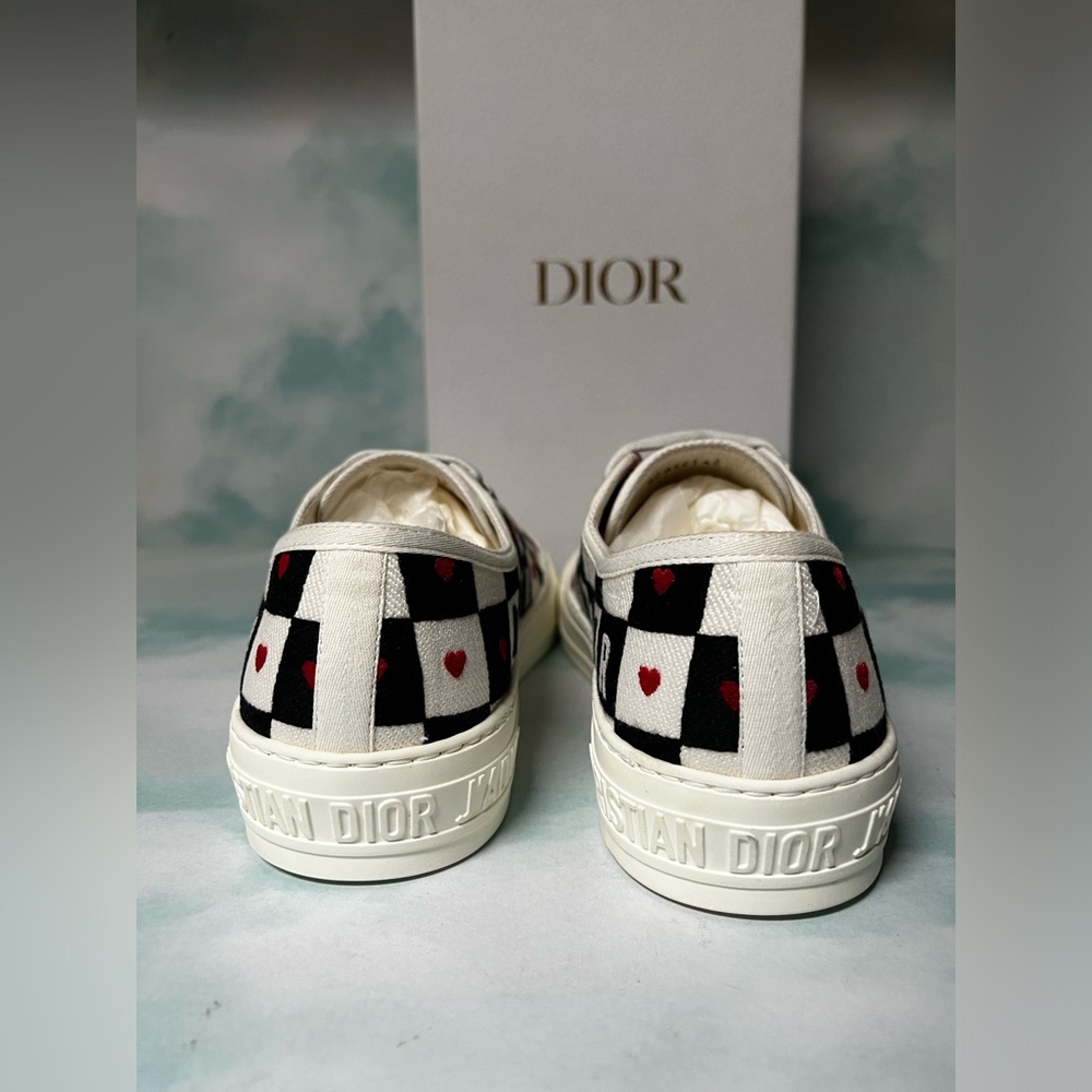 Christian Dior Dioramour Walk'N'Dior Low Top Sneakers Black/White/Red Sz 42 / 12 - Picture 8 of 11